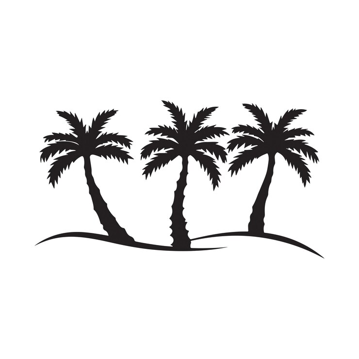 Ilustración artística vectorial de la silueta de una palmera
