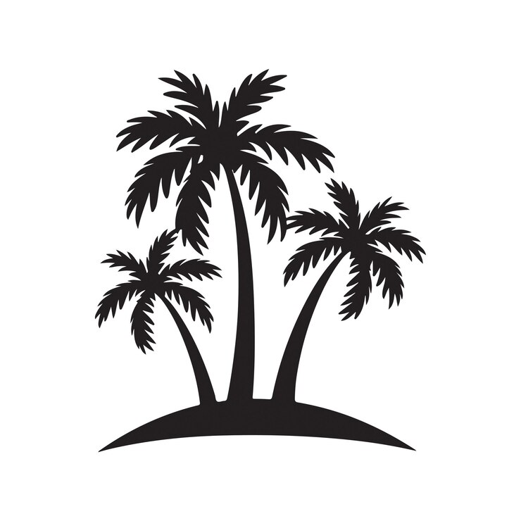 Ilustración artística vectorial de la silueta de una palmera