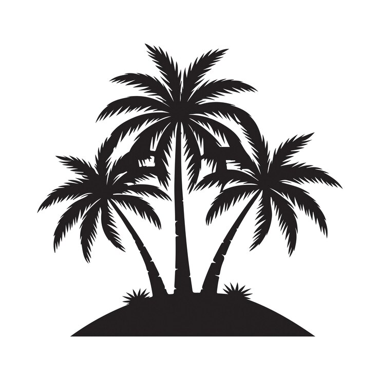 Ilustración artística vectorial de la silueta de una palmera