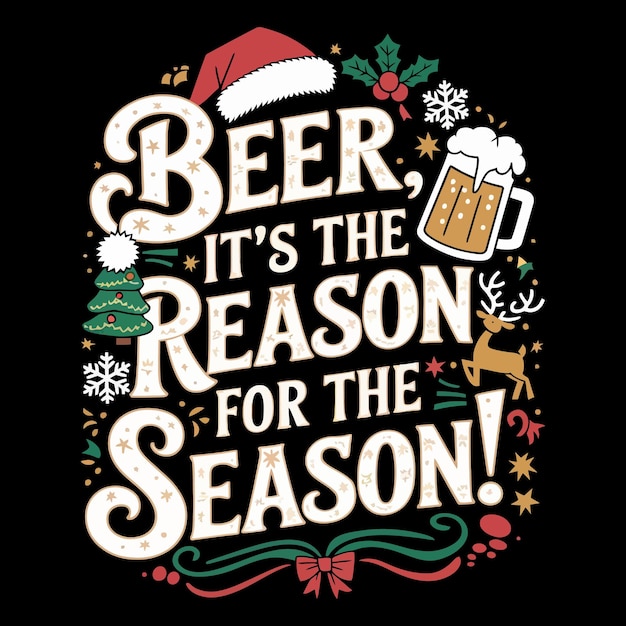 Ilustración ArtTipografía Diseño de camisetas navideñas