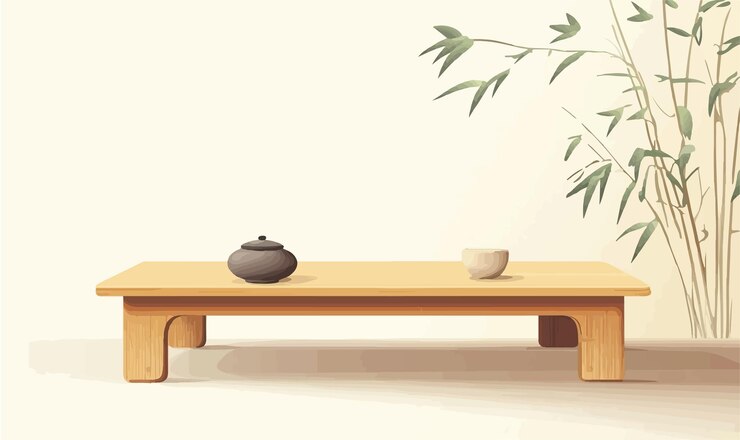 Vector ilustración de asientos bajos inspirada en el zen tranquilo