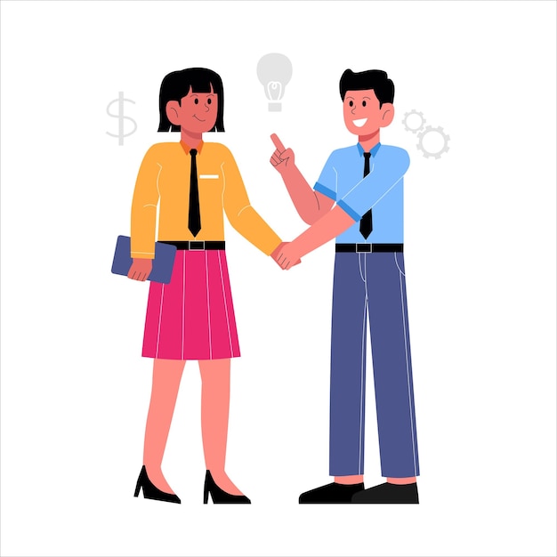 Ilustración de la asociación y la colaboración empresarial