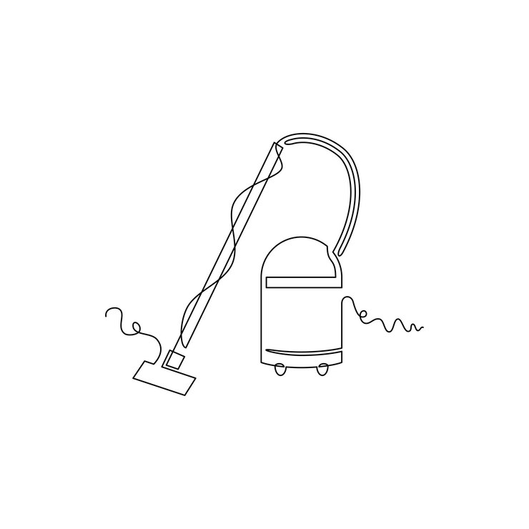 Vector ilustración de una aspiradora una línea de arte de línea continua estilo simple dibujado a mano y boceto