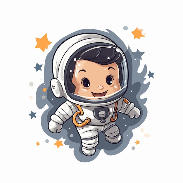 Vector ilustración de astronauta y espacio