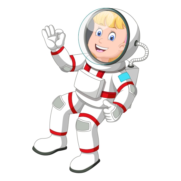 Vector ilustración de astronauta feliz posando