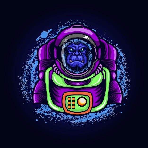 Vector ilustración de astronauta gorila