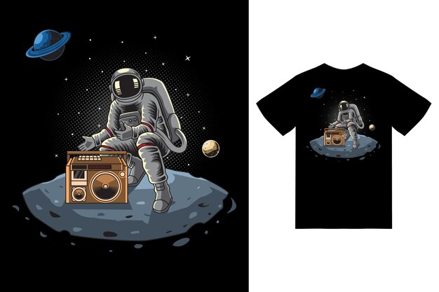 Ilustración de astronauta hip hop con diseño de camiseta vector premium