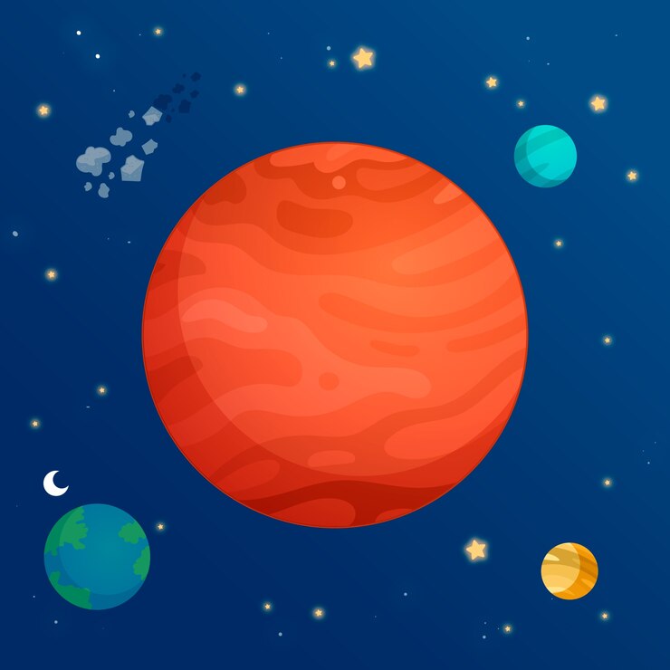 Vector ilustración astronómica de marte dibujada a mano