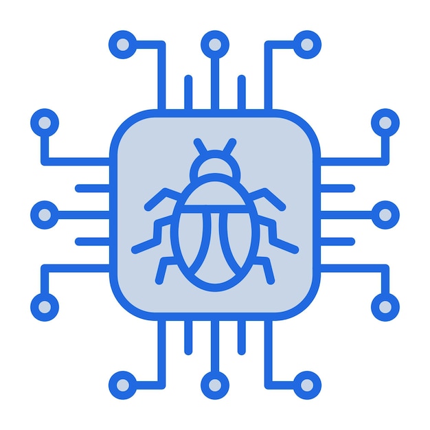 Ilustración del ataque cibernético en tono azul