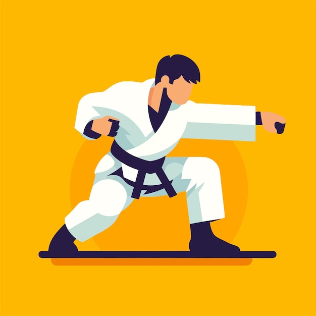 Ilustración de un atleta de artes marciales de judo