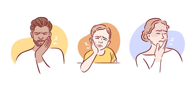 Una ilustración atractiva que representa varias expresiones faciales de personas que están experimentando