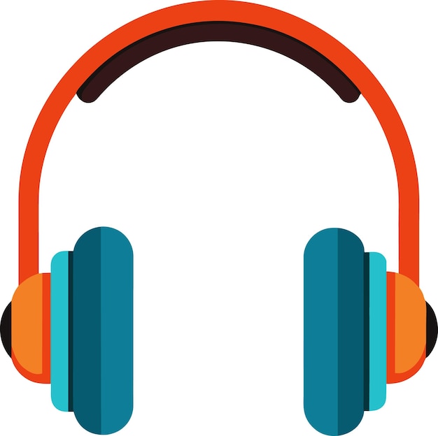 Ilustración de unos auriculares escuchando música en un fondo blanco aislado