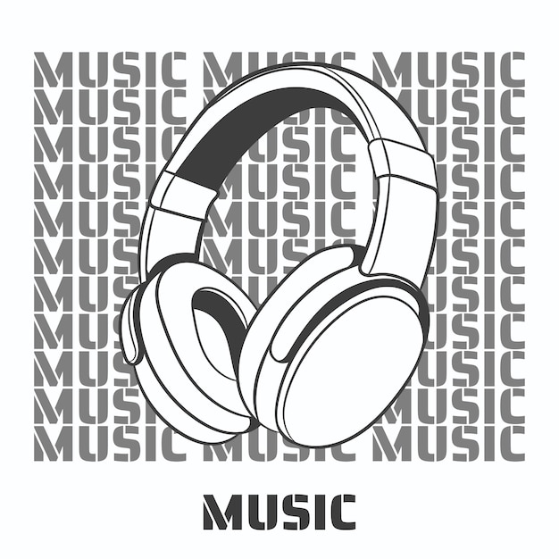 Ilustración de auriculares Gráfico vectorial para impresiones de camisetas, carteles y otros usos