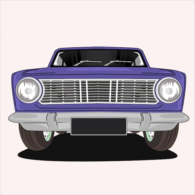 Ilustración en auto clásico vintage