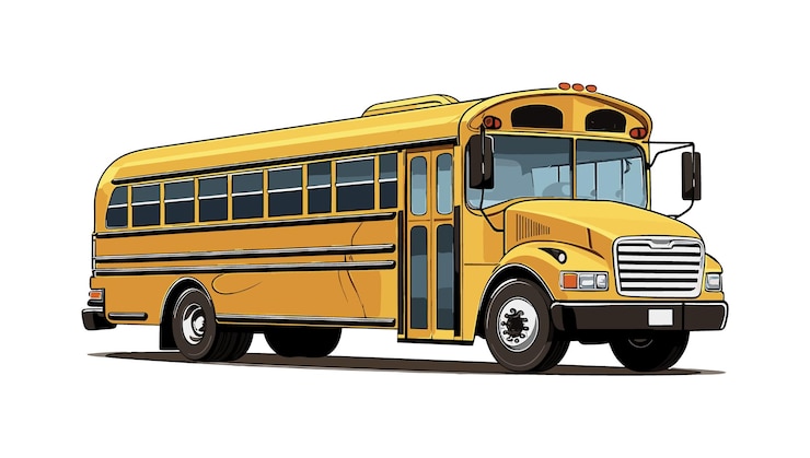 Ilustración de autobús escolar aislado sobre fondo blanco.