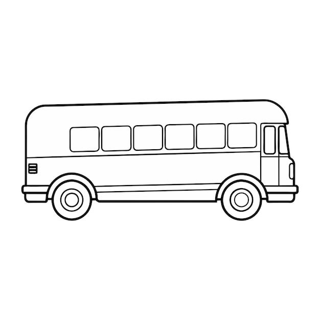 Ilustración de un autobús escolar en blanco