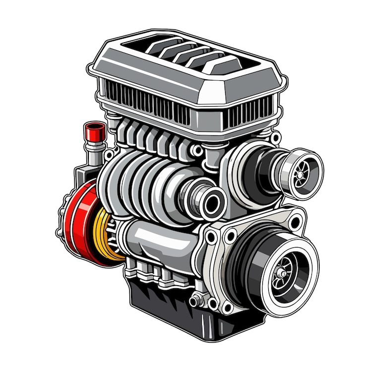 Vector ilustración del automóvil con motor