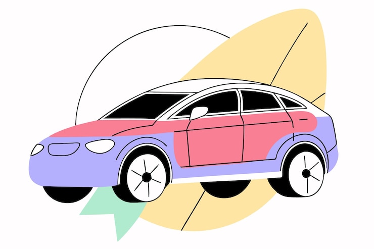 Vector ilustración de automóviles eléctricos en fondo blanco