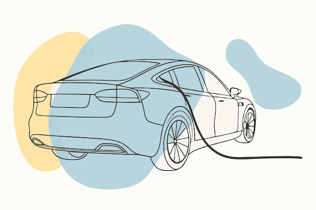 Ilustración de automóviles eléctricos en fondo blanco