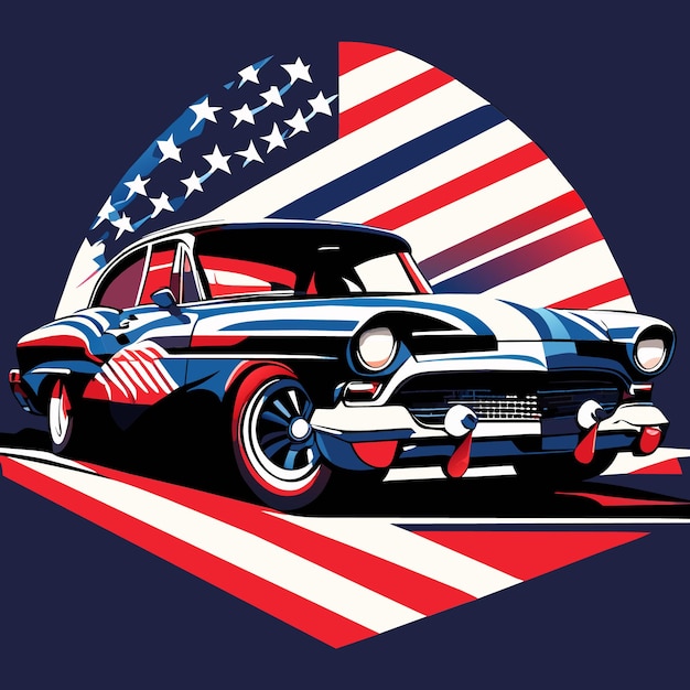 Vector ilustración de automóviles retroamericanos