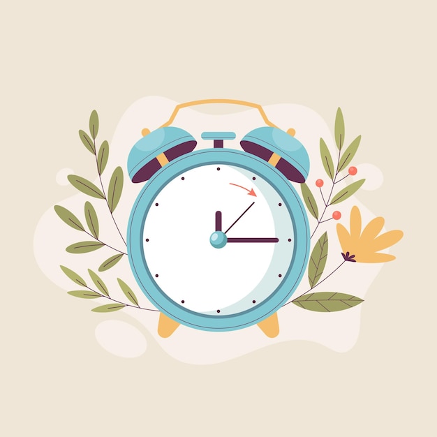 Vector ilustración de avance de resorte plano con reloj