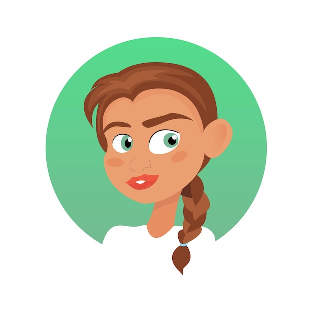 Ilustración de avatar de chica plana.