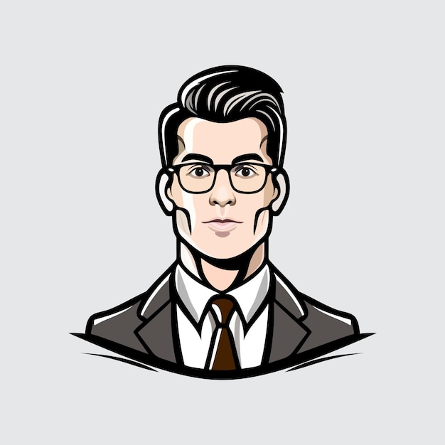 Ilustración de avatar de hombre de negocios Retrato de usuario de dibujos animados Icono de perfil de usuario