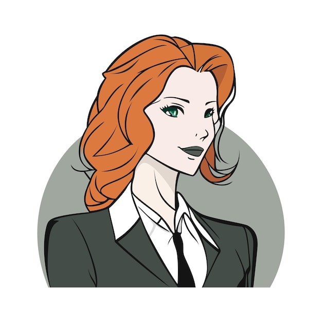 Ilustración de avatar de mujer de negocios Retrato de usuario de dibujos animados simple Líder empresarial