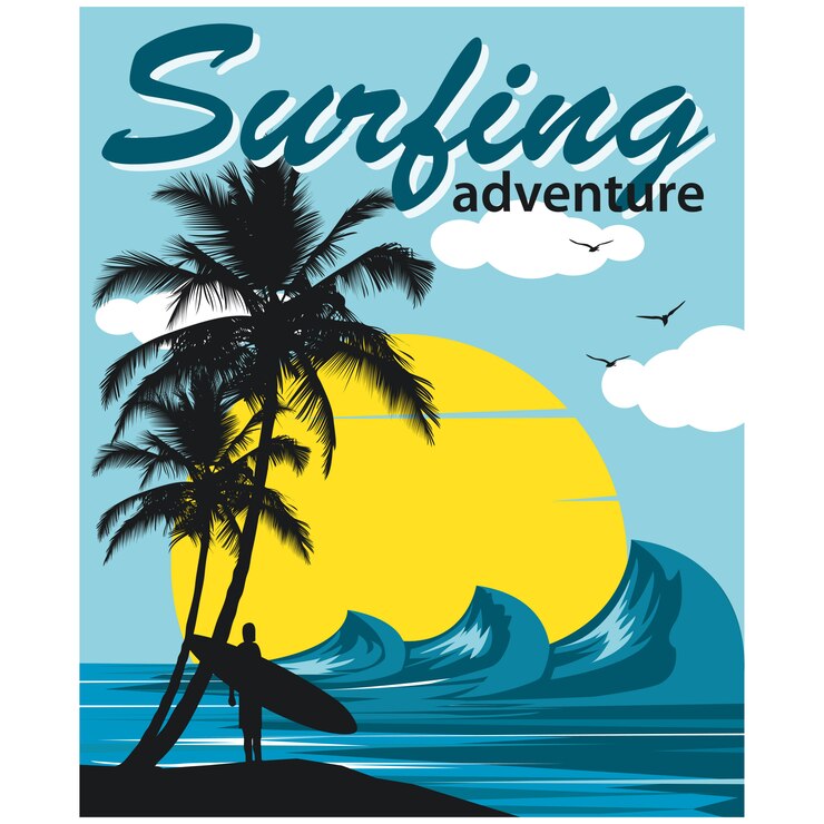 Ilustración de aventura de surf