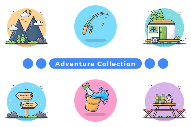 Ilustración de aventura y viaje en dibujado a mano