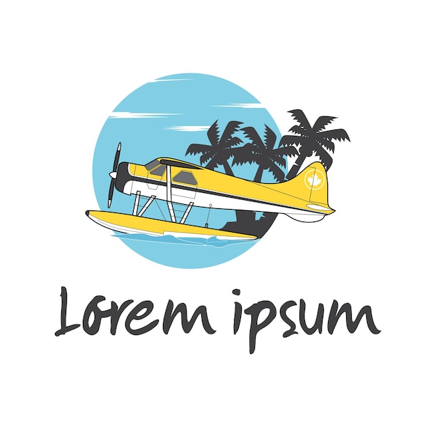 ilustración de avión amarillo en una plantilla de logotipo