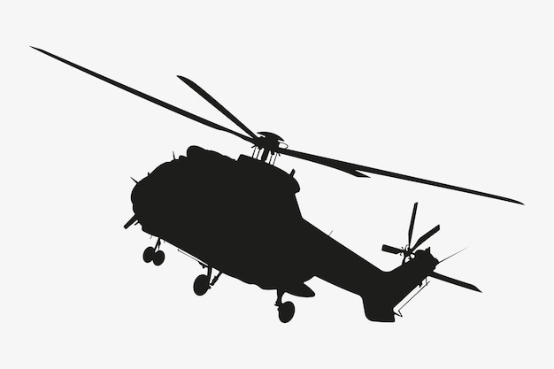 Ilustración de aviones del ejército de silueta de helicóptero de búsqueda y rescate de combate