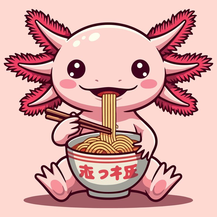 Ilustración de Axolotl con branquias coloridas en el vector de dibujo de agua