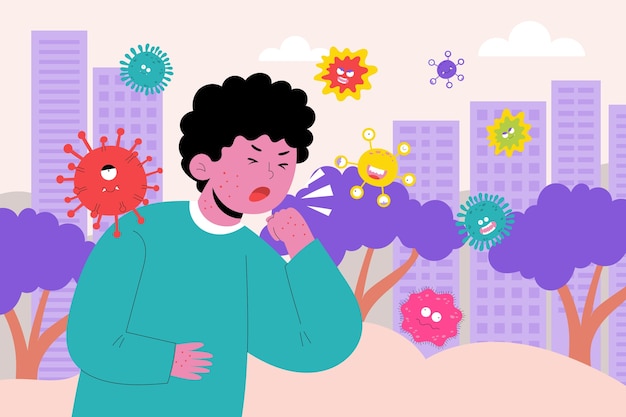 Ilustración de bacterias en diseño plano