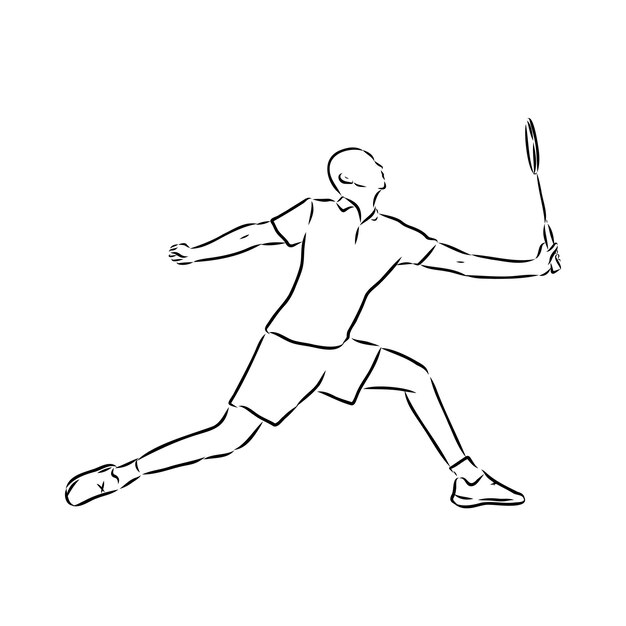 Ilustración de bádminton dibujada a mano
