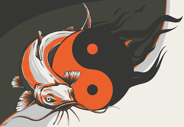 Ilustración de bagre con yin yang