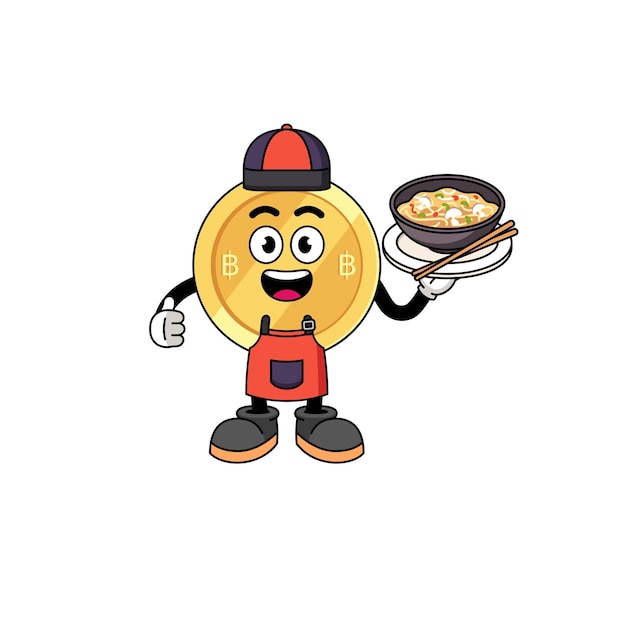 Ilustración del baht tailandés como chef asiático