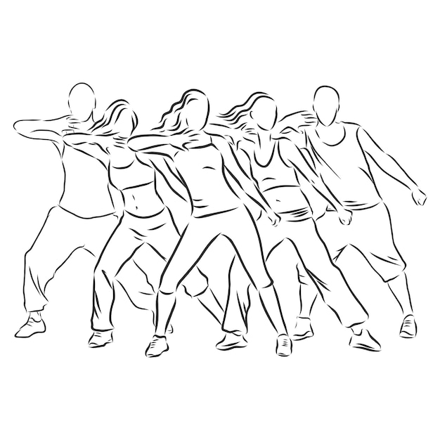 Vector ilustración de bailarines. bailarines de fitness, fitness, bailarina, ilustración de dibujo vectorial