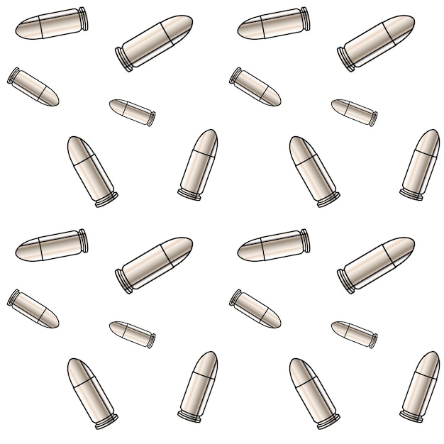 Ilustración de balas metálicas Fondo de patrón sin costuras para disparos o concepto de ejército