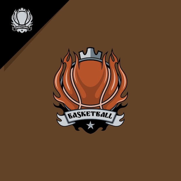 ilustración de baloncesto y fuego. para emblemas o iconos de logotipos