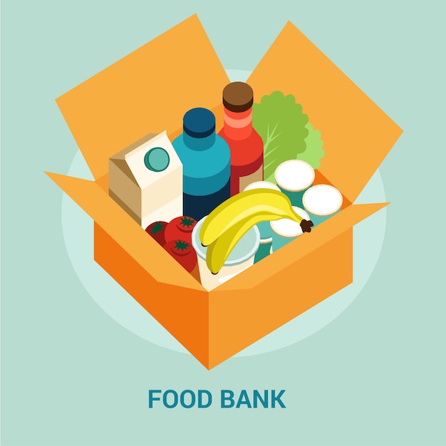 Vector ilustración de banco de alimentos dibujado a mano