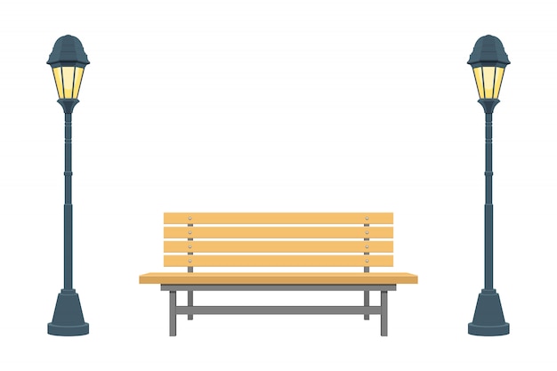 Ilustración de banco de parque aislado sobre fondo blanco.