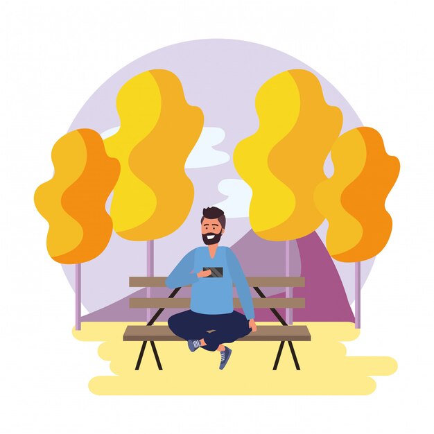 Ilustración de banco de parque estudiantil milenario