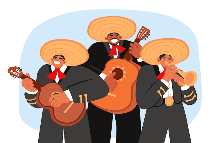 Vector ilustración de banda de música latina dibujada a mano