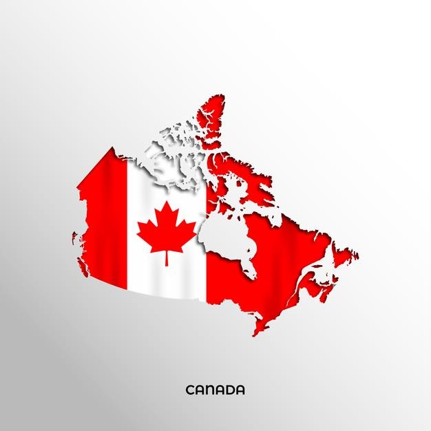 Ilustración de la bandera de Canadá Bandera y fondo del mapa