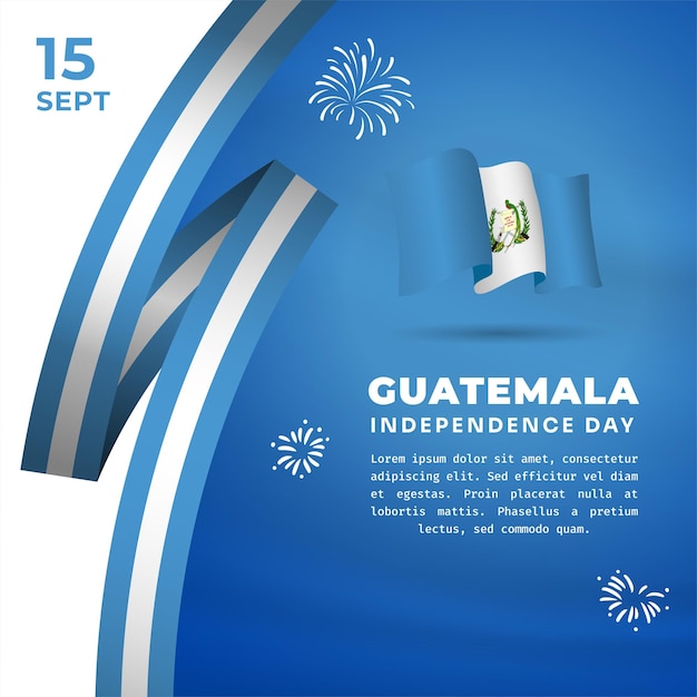 Ilustración de bandera de la celebración del día de la independencia de Guatemala en la plaza Agitando la bandera y las manos apretadas Ilustración vectorial