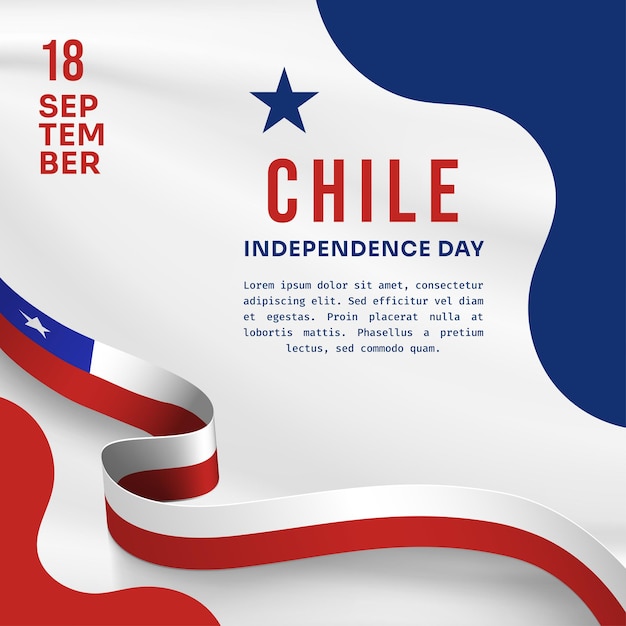 Vector ilustración de bandera cuadrada de la celebración del día de la independencia de chile agitando la bandera y las manos apretadas ilustración vectorial