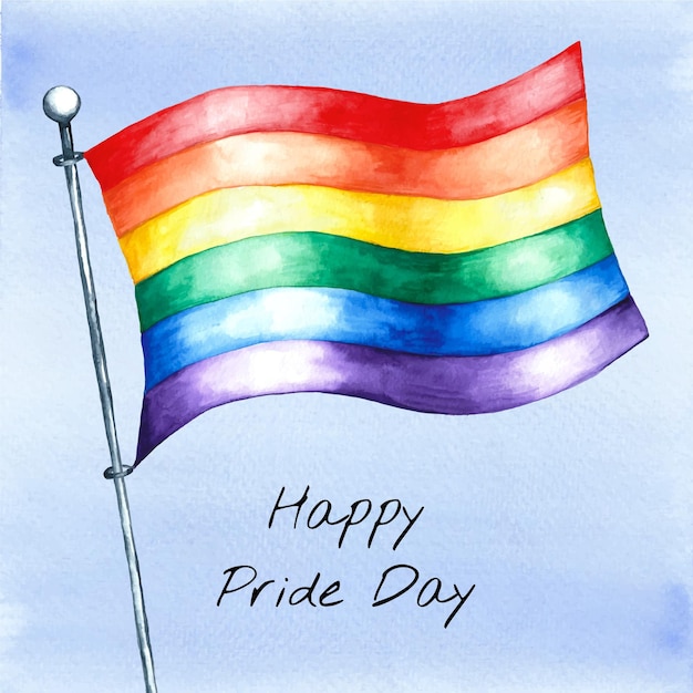 Ilustración de bandera del día del orgullo de acuarela pintada a mano