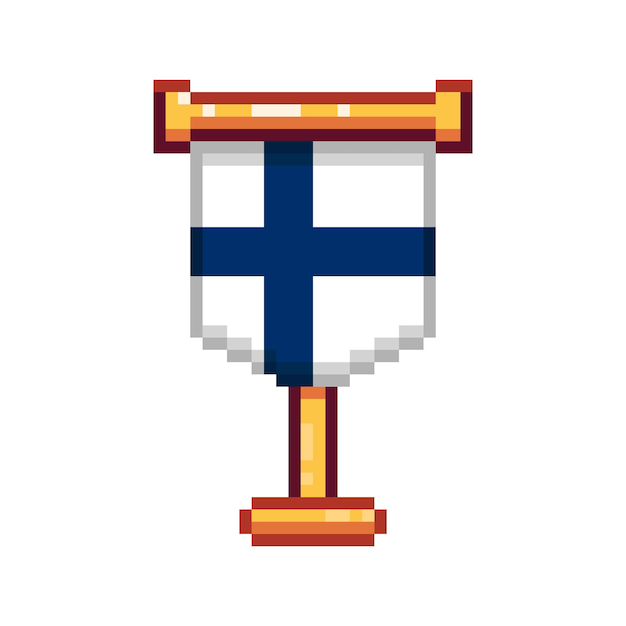 Ilustración de la bandera de Finlandia en estilo de pixel art