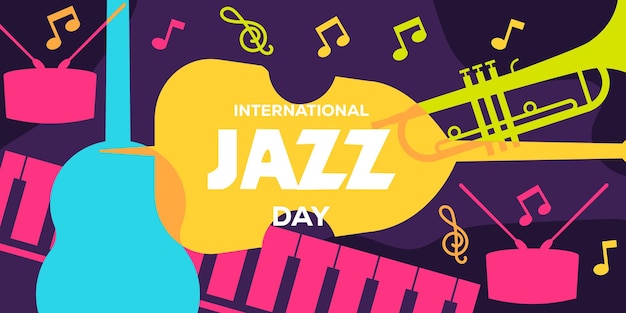 Ilustración de la bandera horizontal del día internacional del jazz